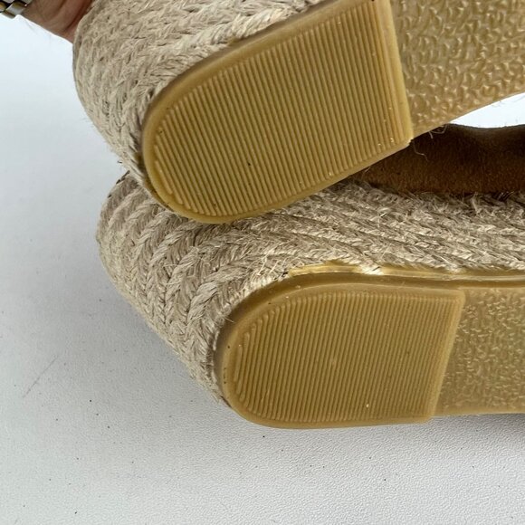 Vince Womens Sutherland Jute Wedge Sandals Brown Tan Suede Leather size 6M - Picture 15 of 16